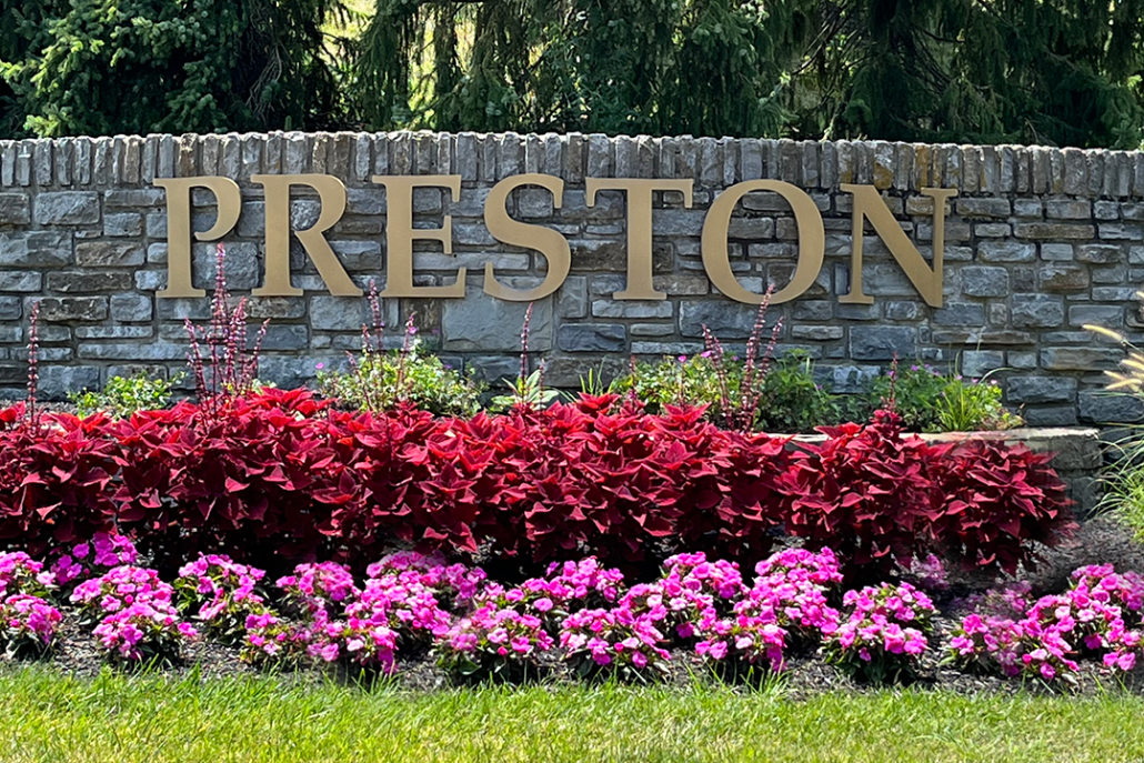 Preston Entrance Sign - close-up